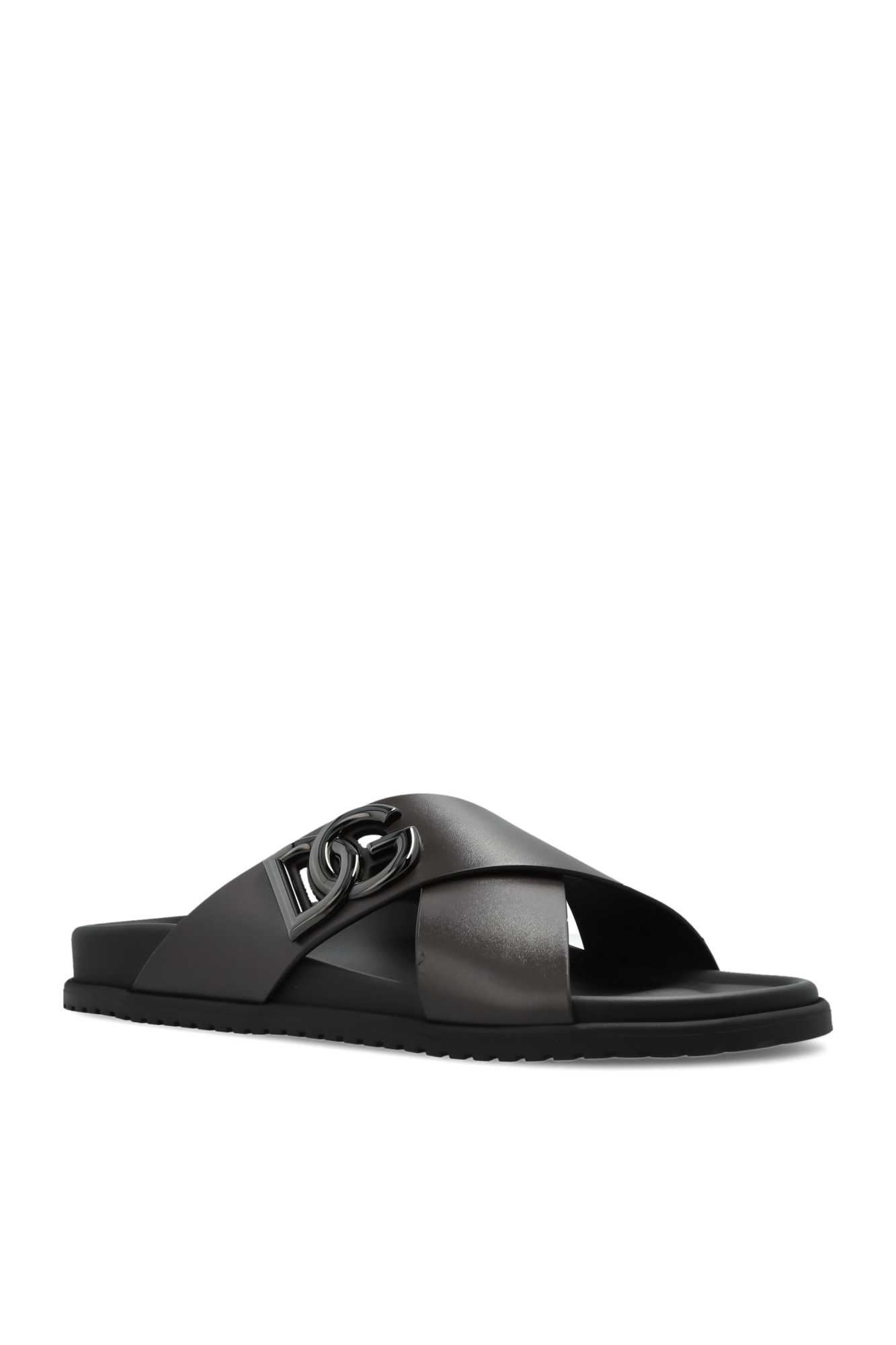 サンダル Dolce & Gabbana FW25 Leather slides (A80525A9Q67 80999) Brown Leather slides with logo Dolce & Gabbana - Vitkac AS